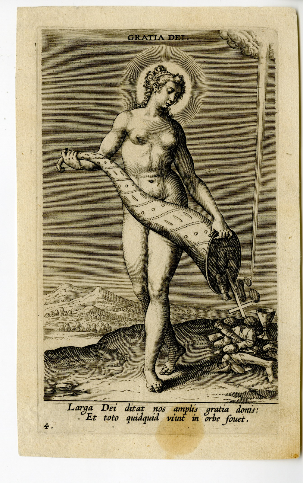 , Antique Master Print-PROPOSOPOGRAPHIA-GRATIA DEI-GOD’S GRACE-Galle-c.1585, Pictura Antique Prints