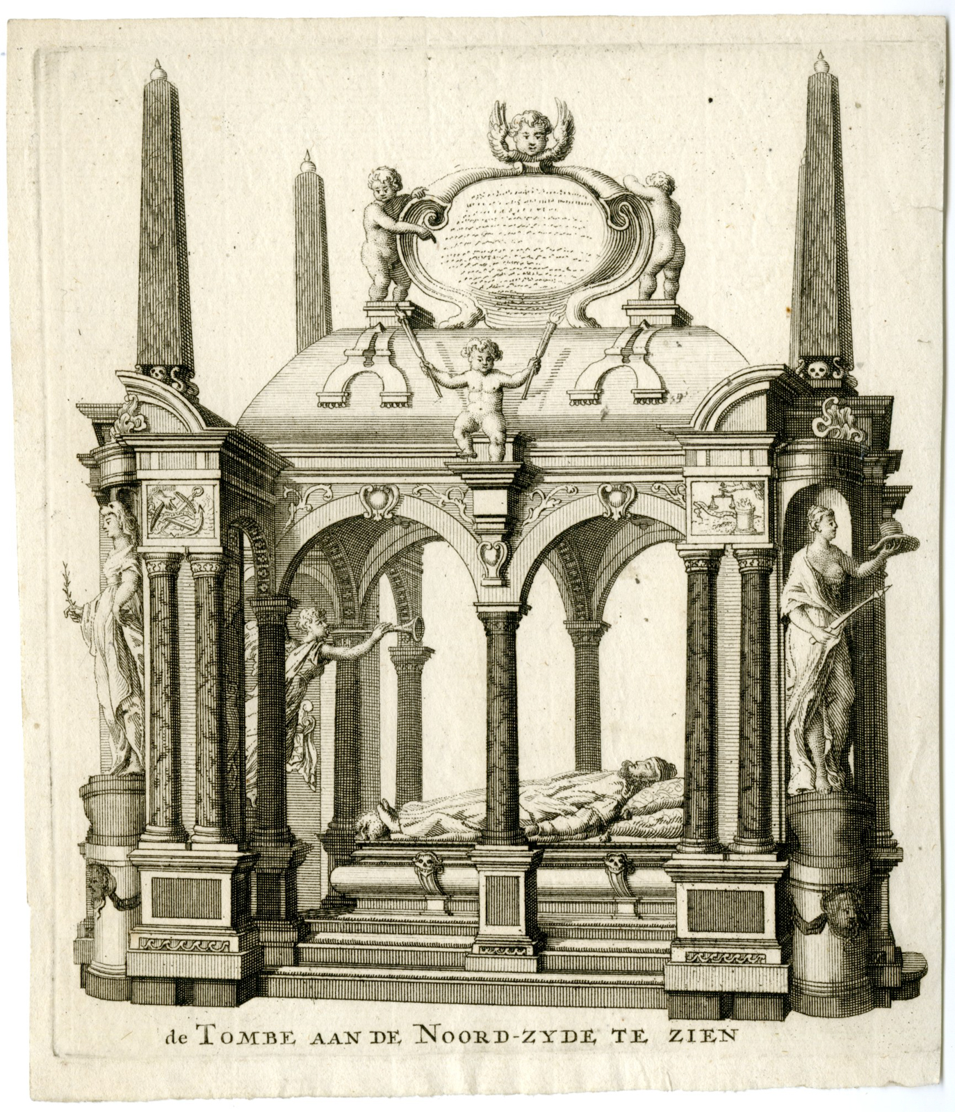 , Antique Master Print-TOMB-WILLIAM I-ORANGE-NIEUWE KERK-DELFT-Anonymous-18th c., Pictura Antique Prints