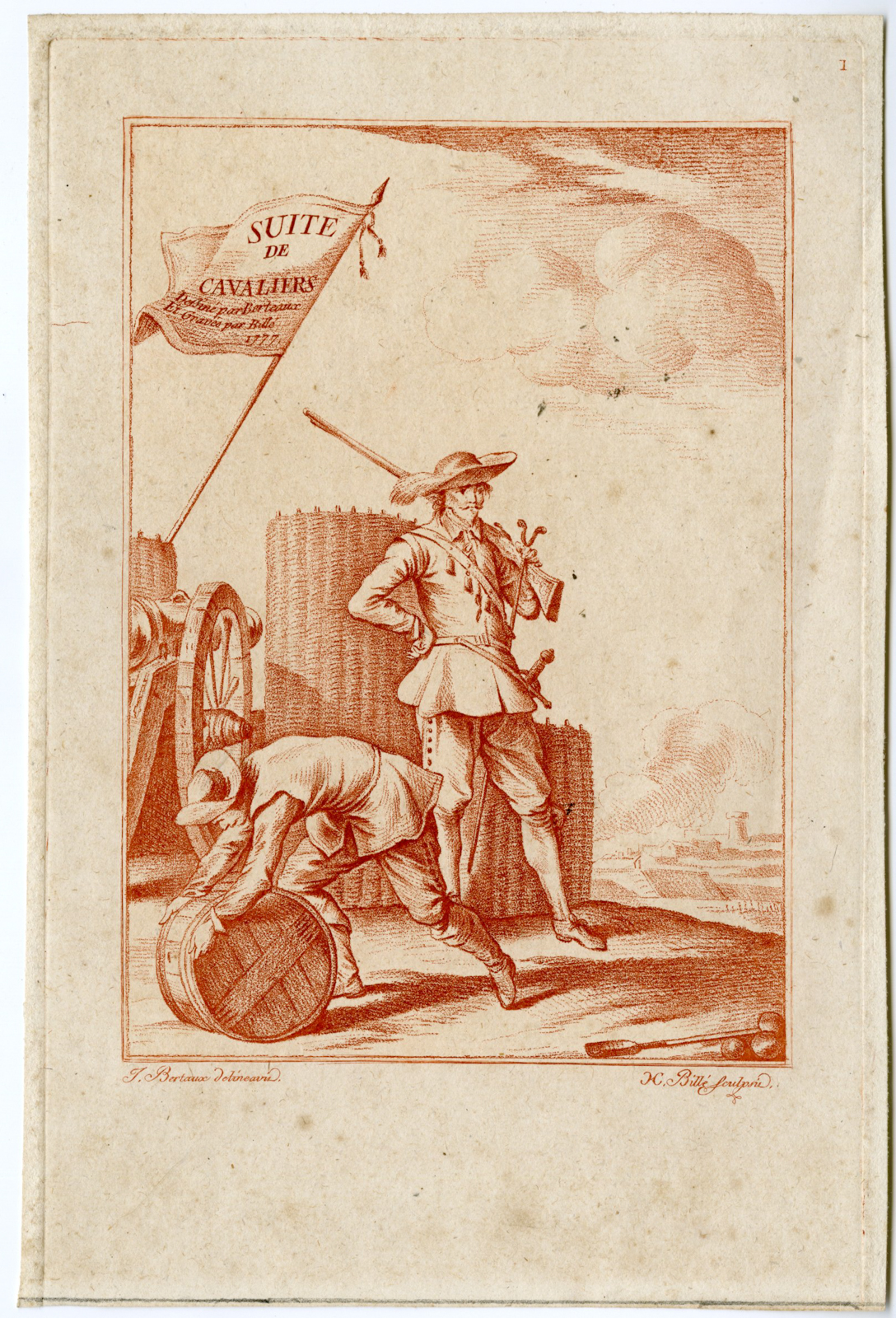 , Antique Master Print-KNIGHT-TITLE-PRINT-Bill?-Bertaux-1777, Pictura Antique Prints