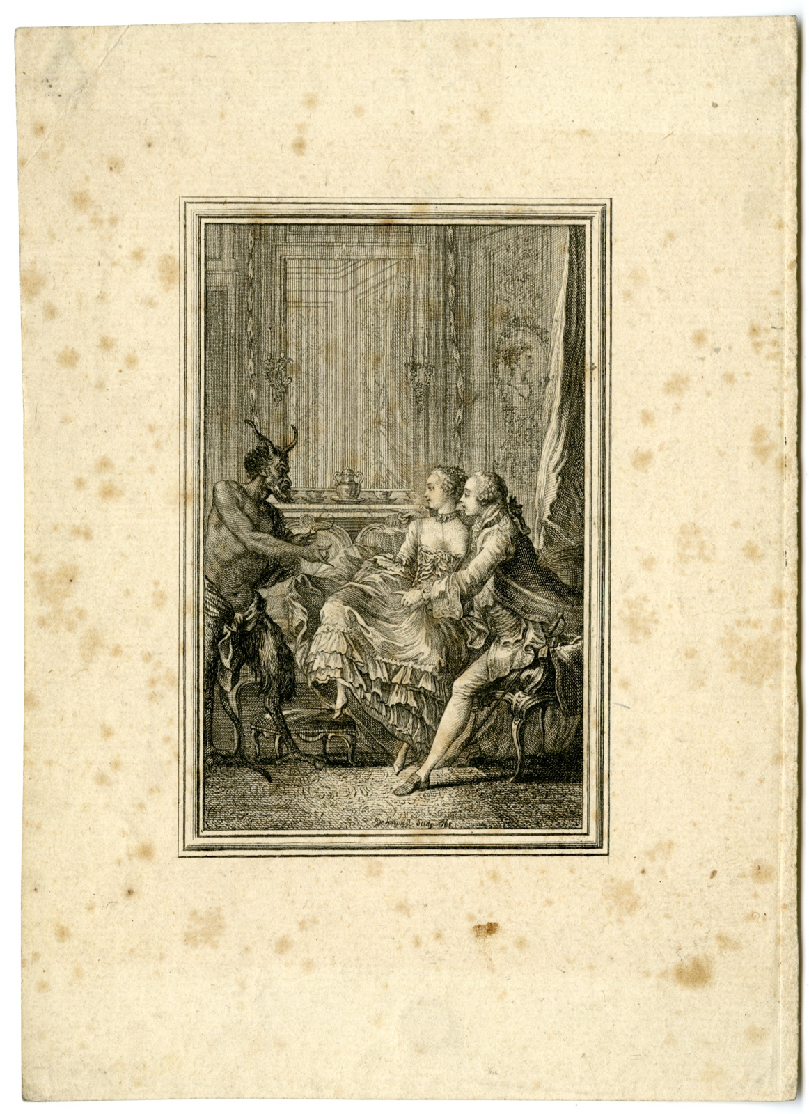 , Antique Master Print-POEM-DEMON-IMPOSSIBLE-THING-de Longueil-Eisen-1762, Pictura Antique Prints