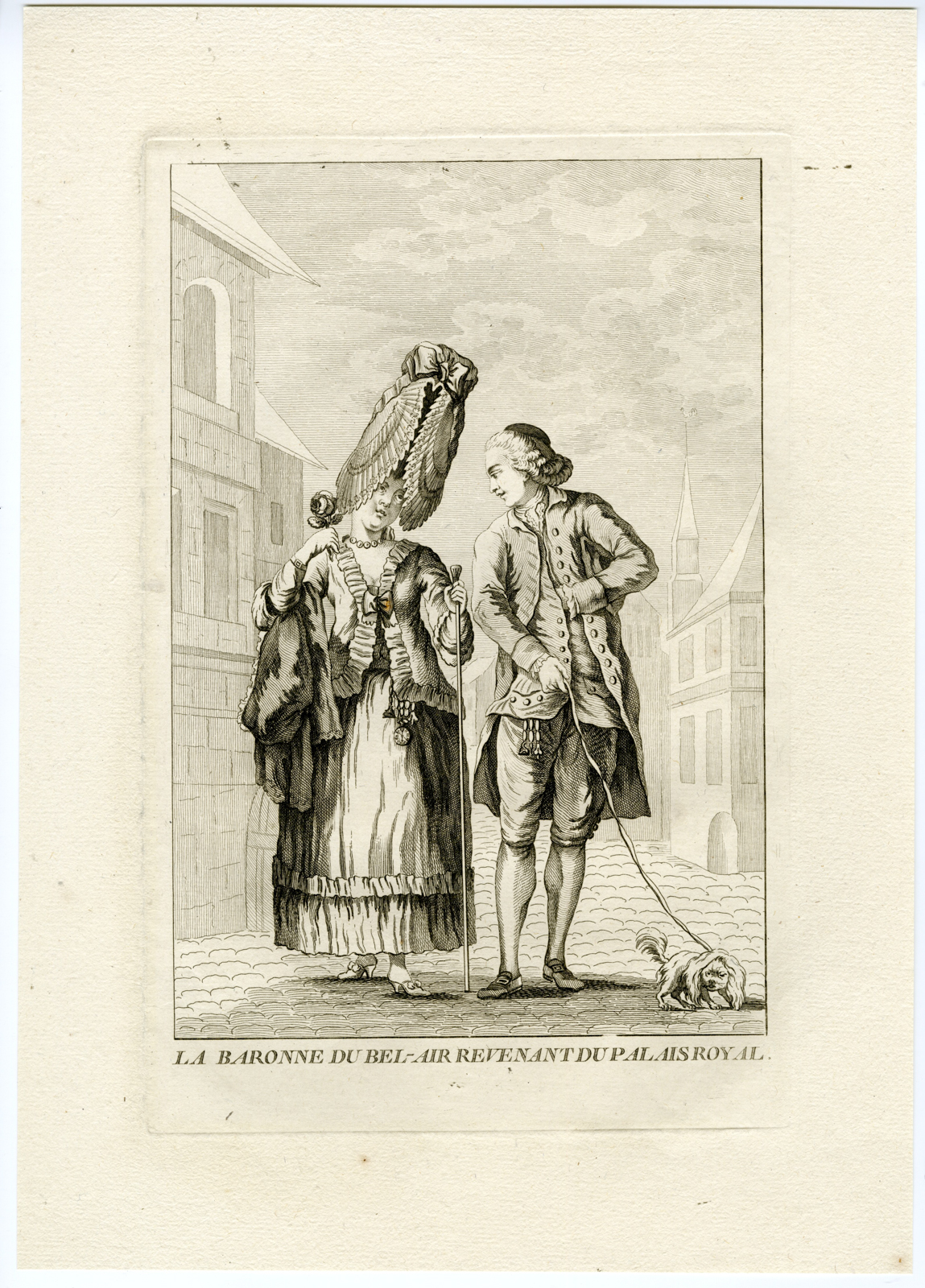 , Antique Master Print-SATIRE-COIFFURES-FRENCHWOMAN-BARONESS-BEL-AIR-Darly-1776, Pictura Antique Prints