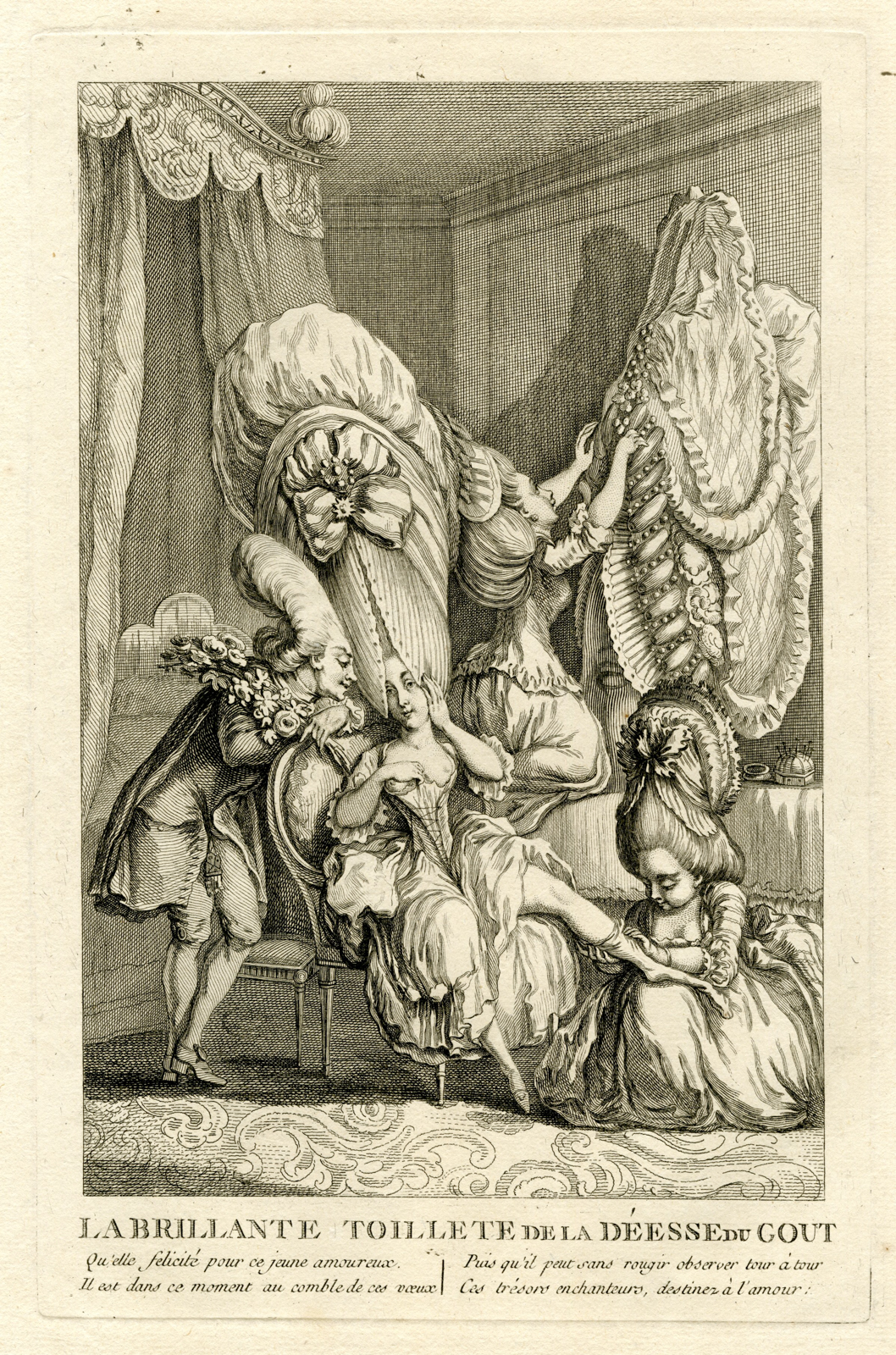 , Antique Master Print-SATIRE-COIFFURES-FRENCHWOMAN-Darly-1776, Pictura Antique Prints