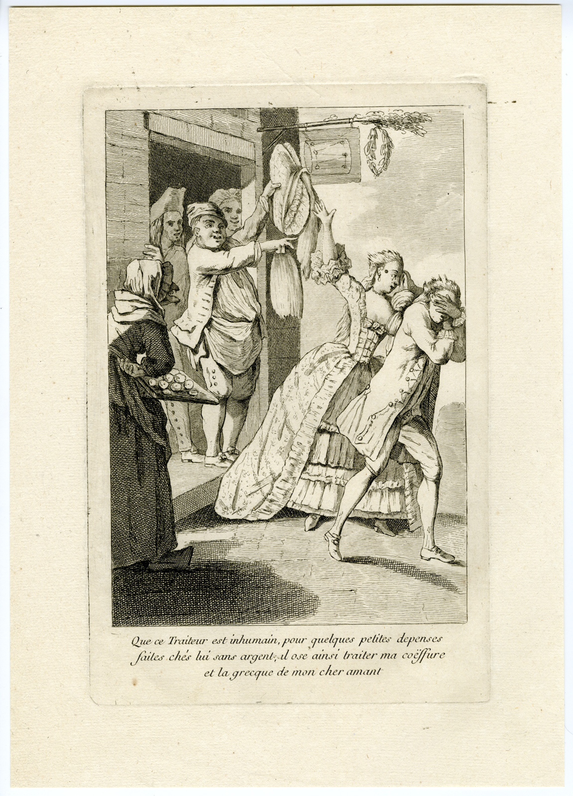 , Antique Print-SATIRE-COIFFURES-FRENCHWOMAN-MALTREATMENT-RIDICULE-Darly-1776, Pictura Antique Prints
