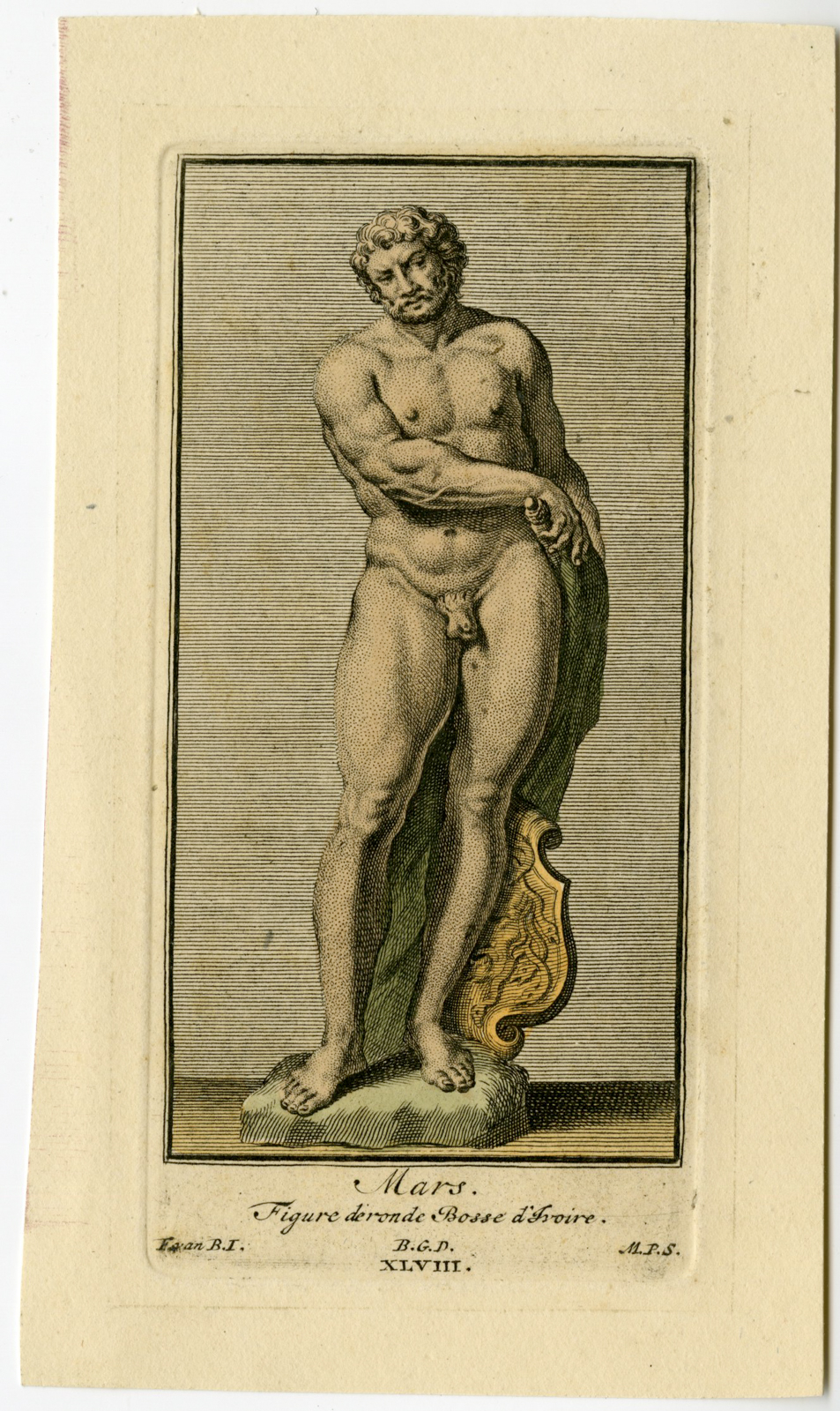 , Antique Print-BACCHUS-ROMAN GOD-MYTHOLOGY-PL.LVI-Pool-Bossuit-1727, Pictura Antique Prints