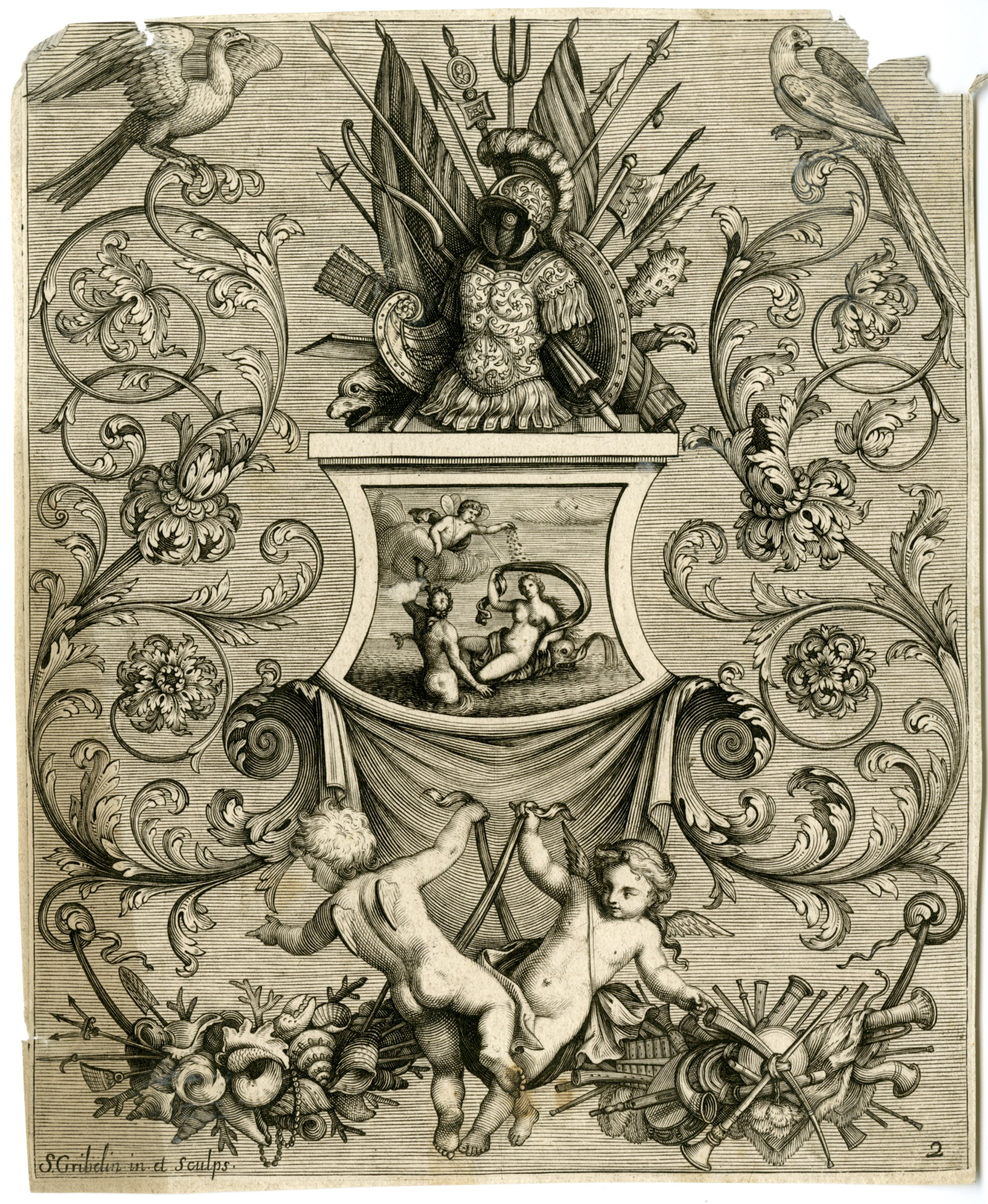 , Antique Master Print-DESIGNS-GOLD-SILVER-SMITHING-ORNAMENT-Gribelin-c.1704, Pictura Antique Prints