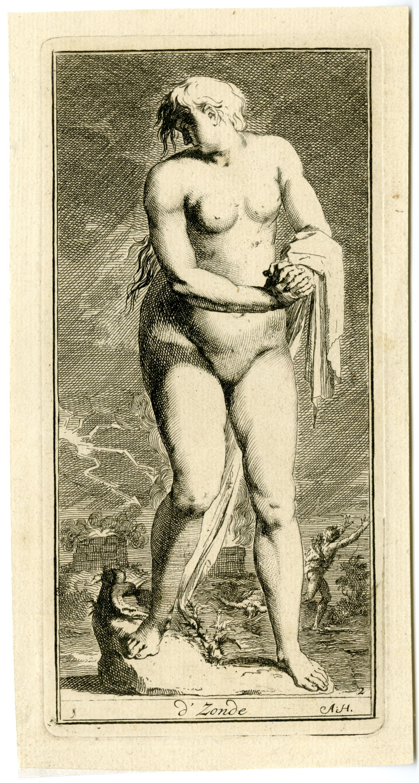 , Antique Master Print-PERSONIFICATION-SIN-Houbraken-1710, Pictura Antique Prints