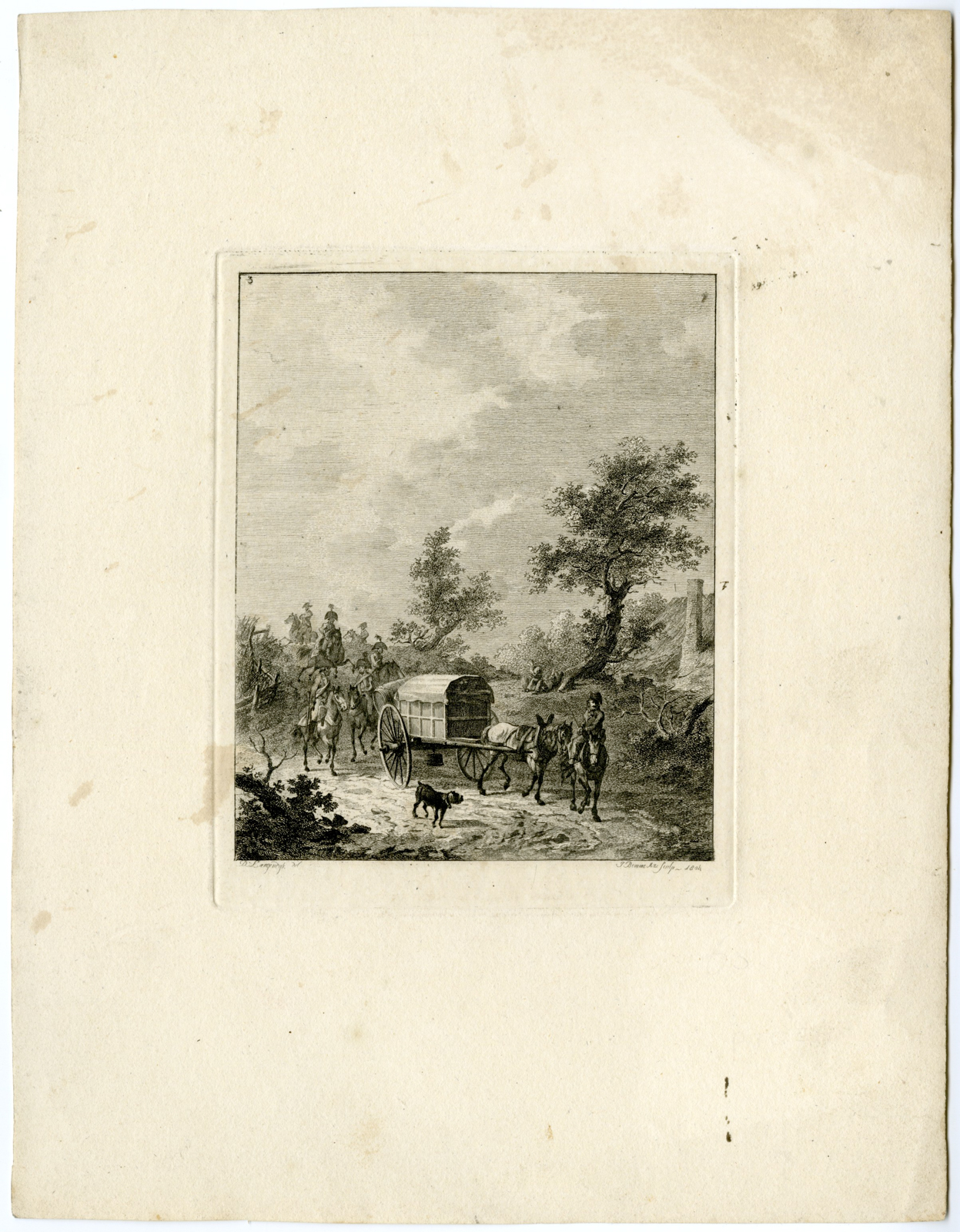 , Antique Master Print-MOUNTED-SOLDIERS-CART-TRAIL-Bemme-Langendyk-1804, Pictura Antique Prints