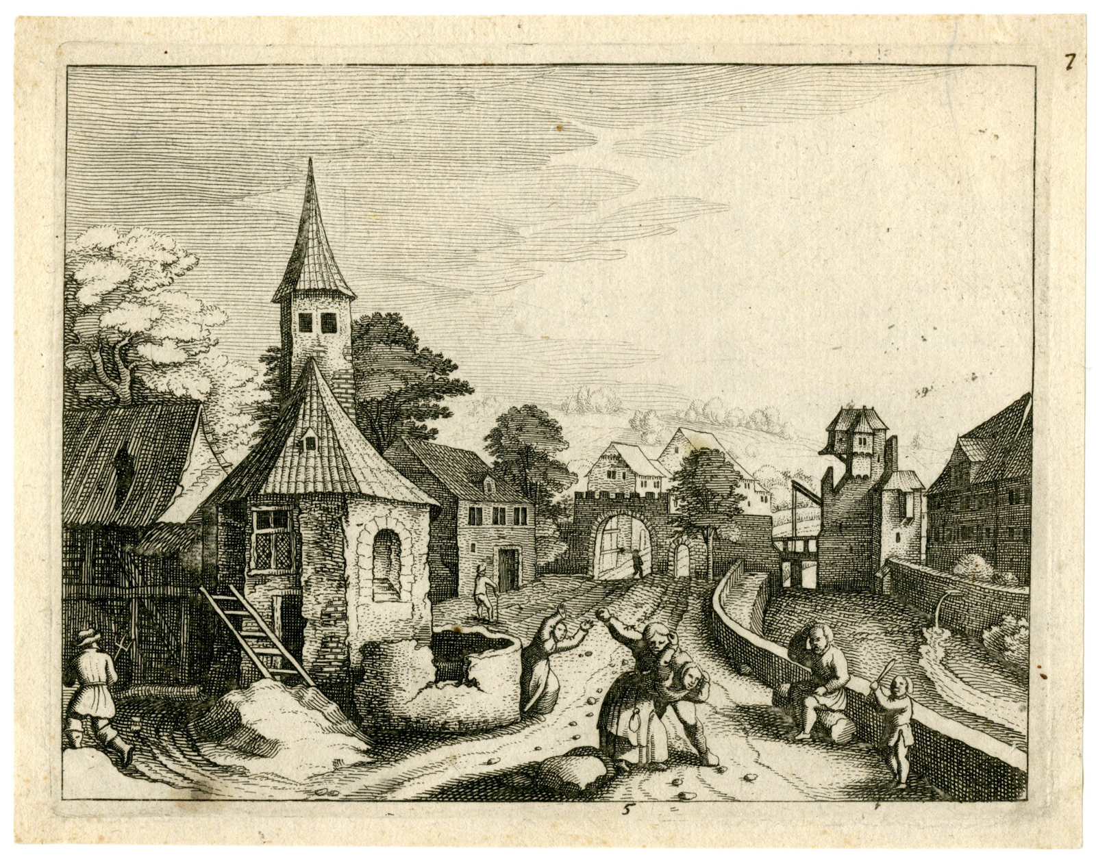 Pictura 03949 416x326 Antique Master Print-LANDSCAPE-TOPOGRAPHY-CHAPEL-MAULBRONN-GERMANY-Merian-c.1620