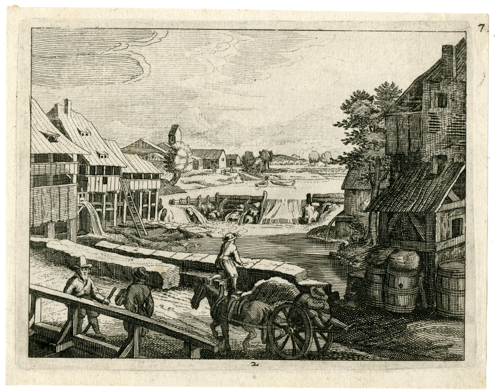 , Antique Master Print-LANDSCAPE-TOPOGRAPHICAL-RIVER-DAM-Merian-c.1620, Pictura Antique Prints