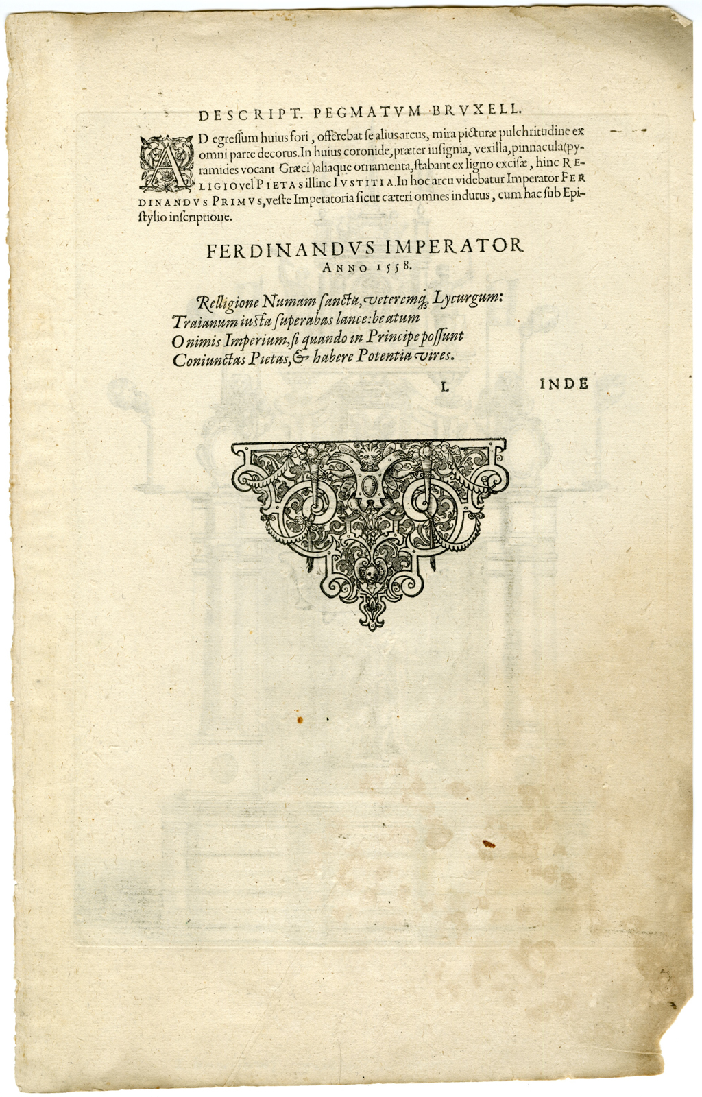 , Antique Master Print-STAGE WITH EMPEROR-FERDINAND-I-Mommaert-1594, Pictura Antique Prints
