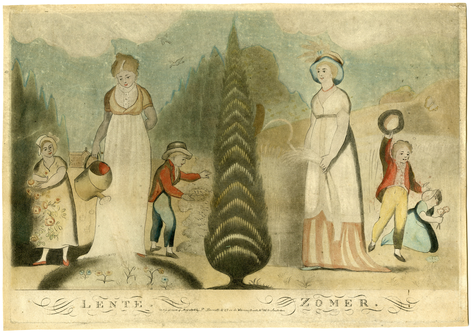 , Rare-Antique Master Print-SPRING-SUMMER-ALLEGORY-Boscetti-1808, Pictura Antique Prints