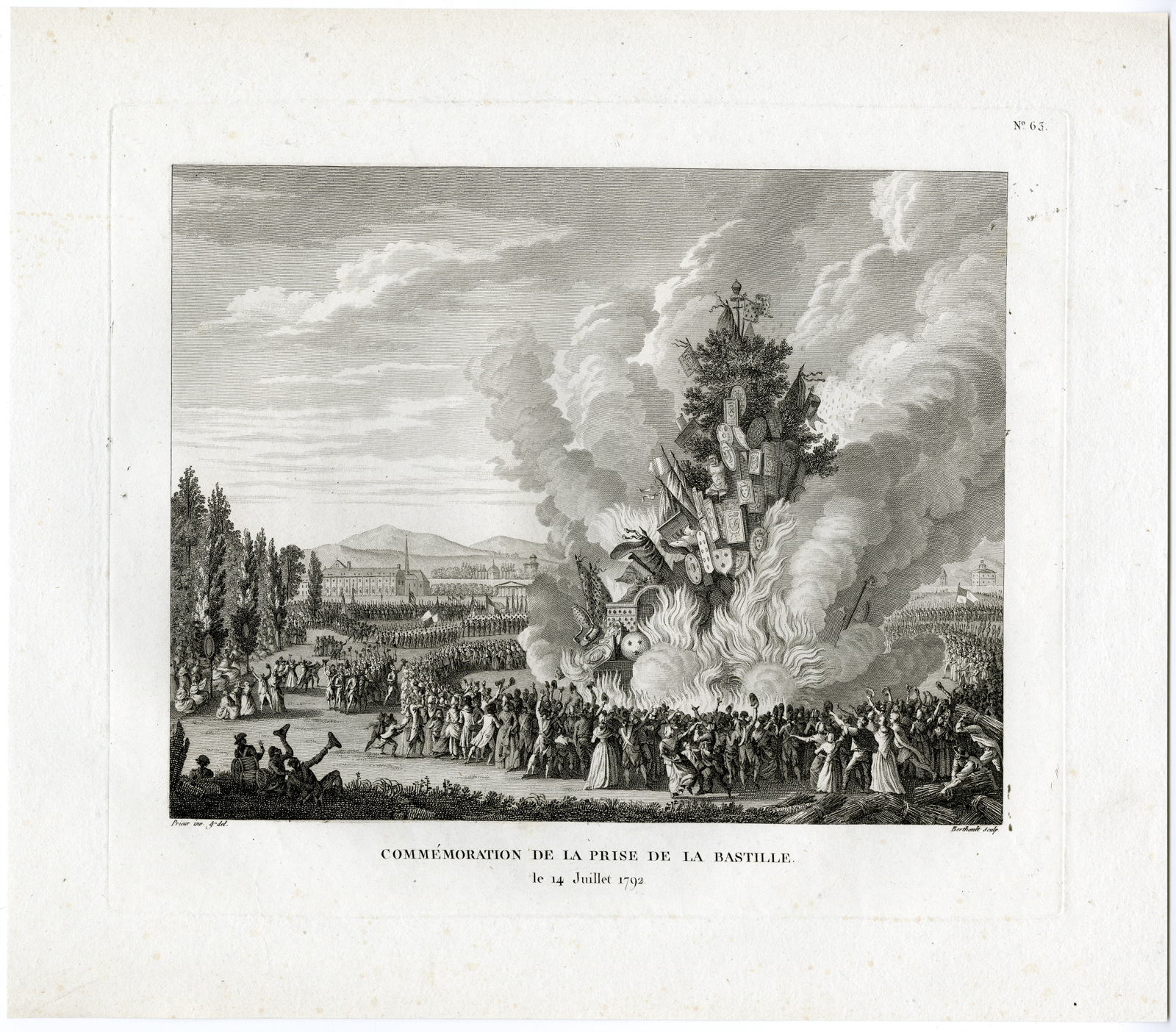 , Antique Print-MEMORIAL-CAPTURE-BASTILLE-FRENCH REVOLUTION-Berthault-Prieur-1804, Pictura Antique Prints