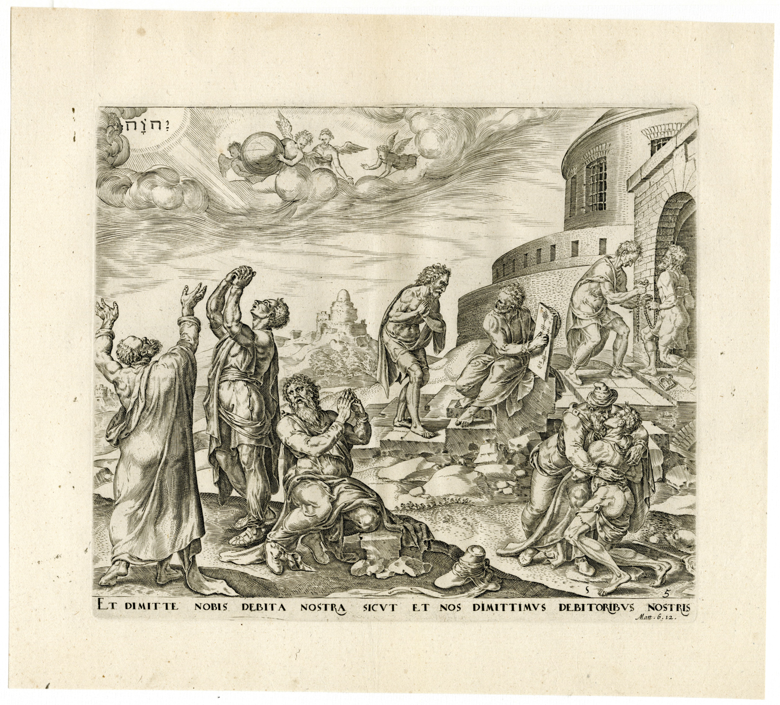 , Antique Master Print-MAN-ASKING-FORGIVENESS-OUR FATHER-Wierix-Heemskerck-1643, Pictura Antique Prints