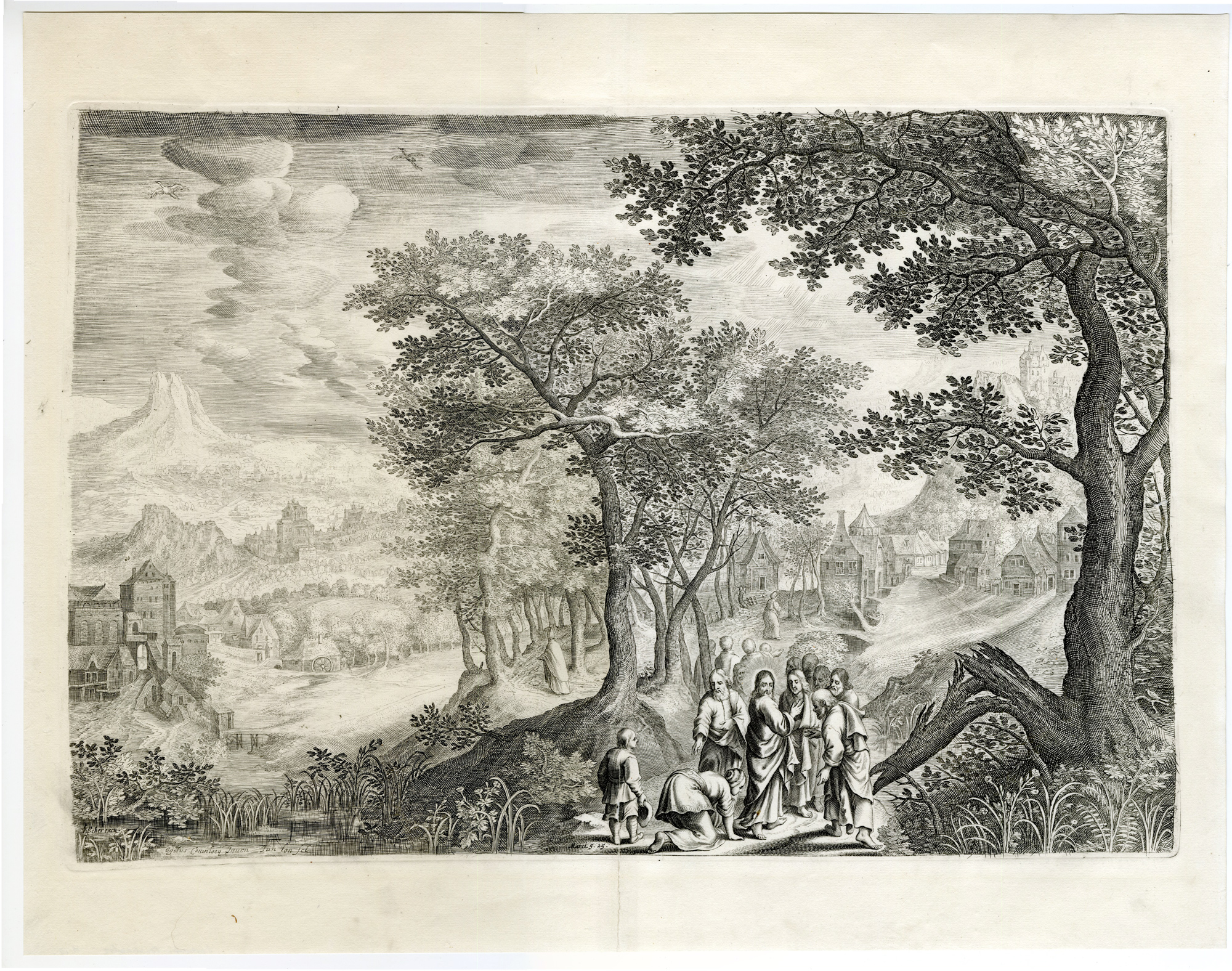 , Antique Master Print-THE GOOD-SAMARITAAN-LANDSCAPE-Van Londerseel-Van Coninxloo-c.1600-1624, Pictura Antique Prints