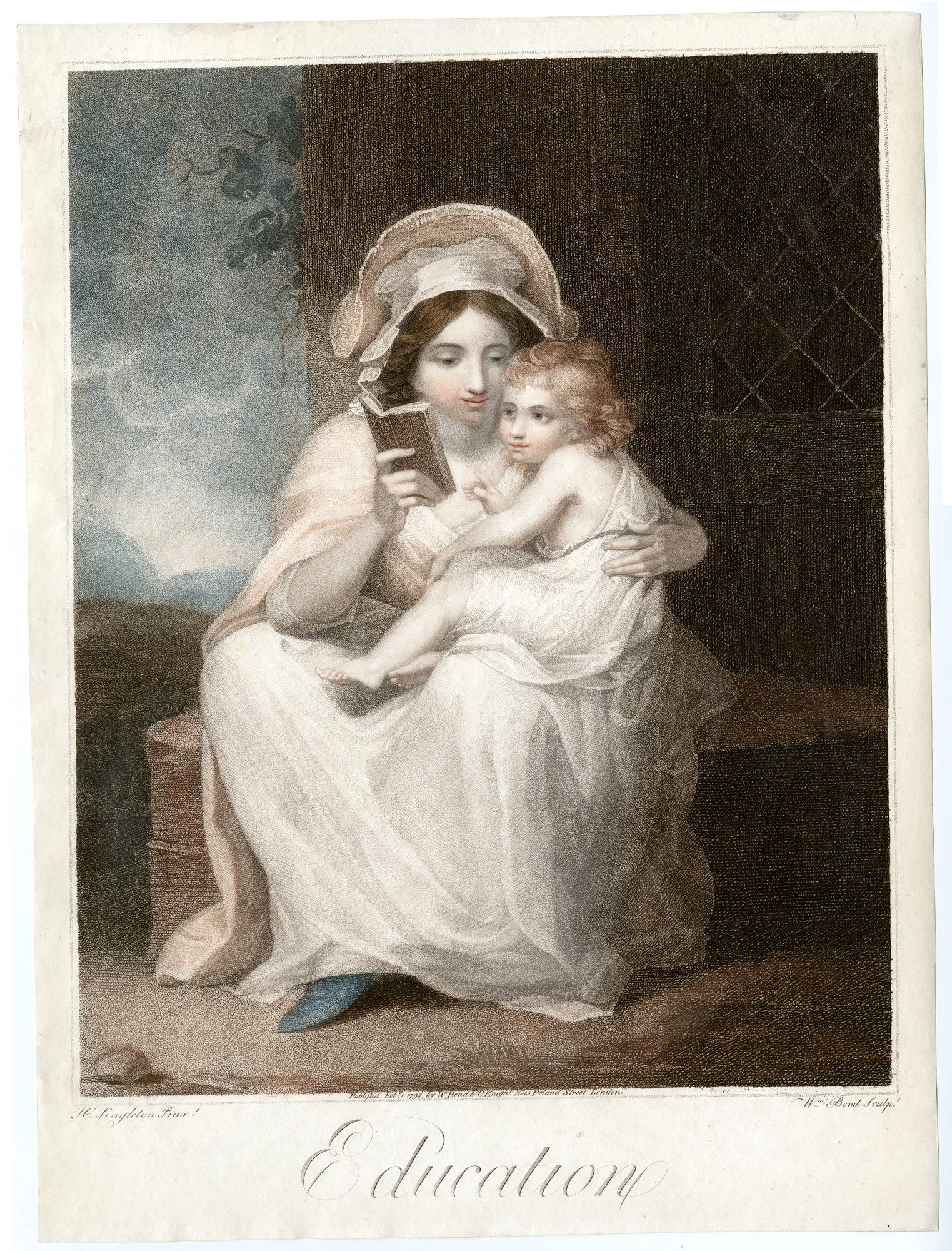 Pictura 04098 416x546 Antique Master Print-MOTHER-EDUCATION-TEACH-READ-CHILD-Bond-Singleton-1793
