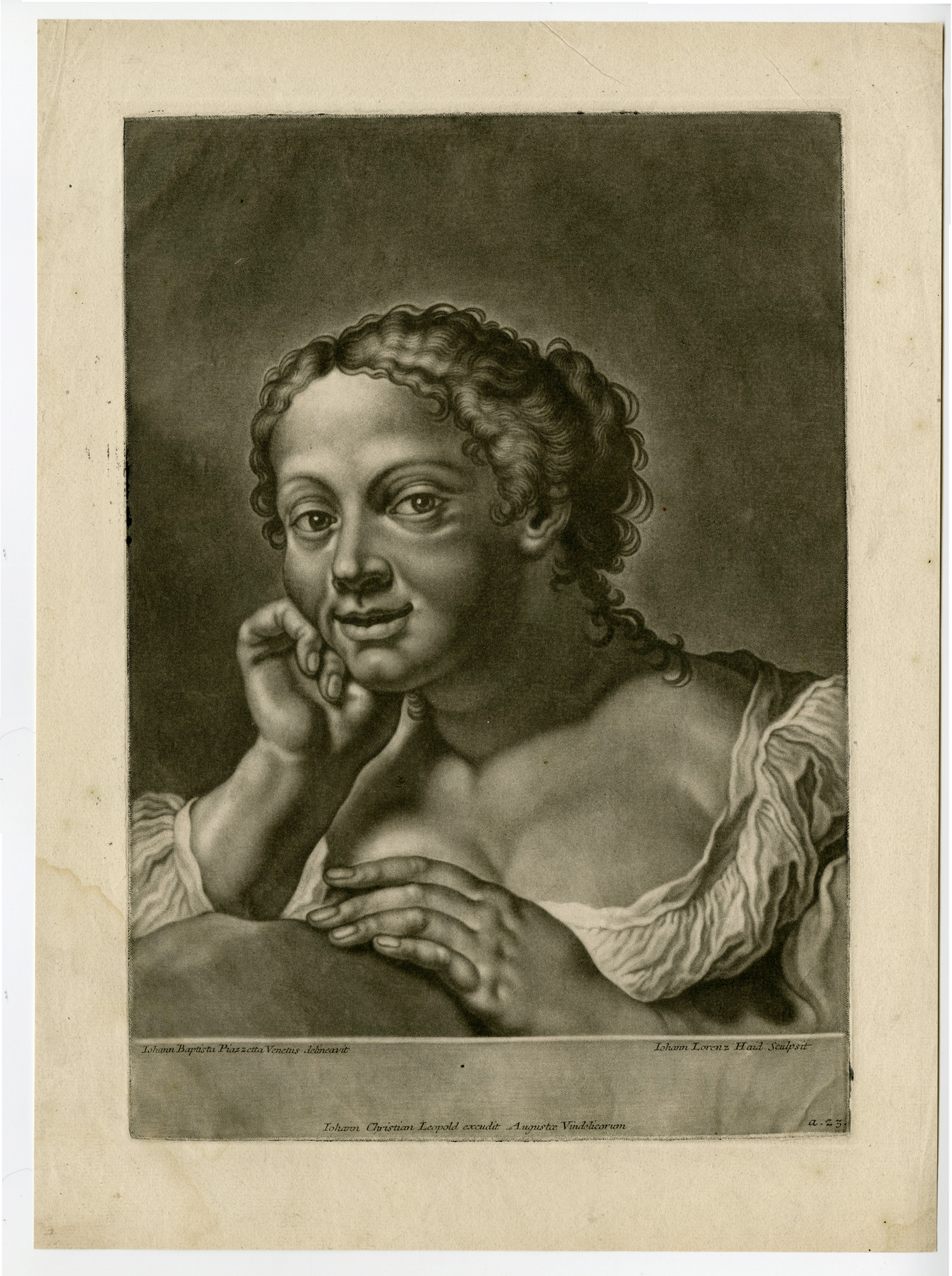 , Antique Print-PORTRAIT-WOMAN-Haid-Piazzetta-c.1750, Pictura Antique Prints