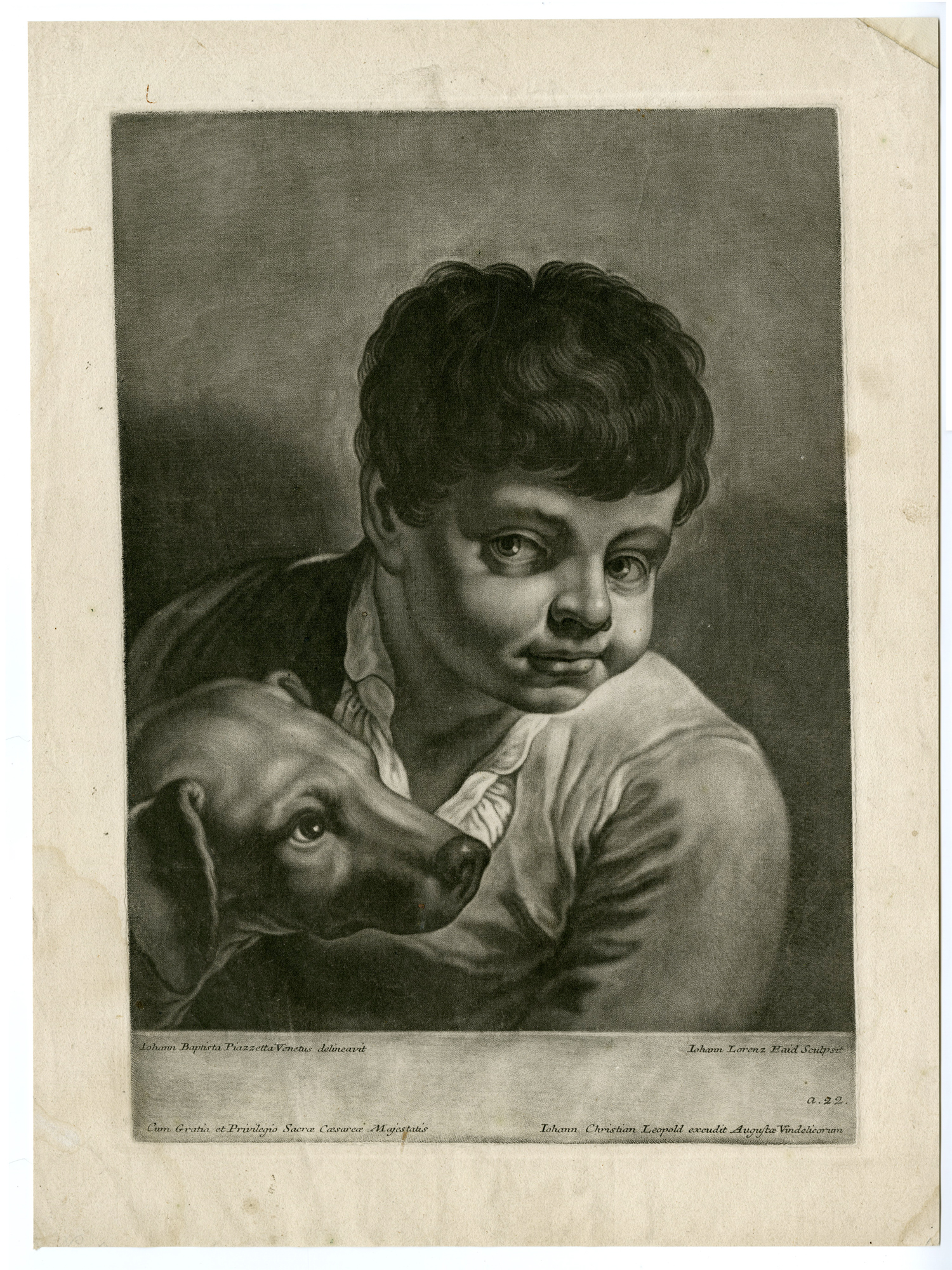 , Antique Print-PORTRAIT-BOY-WITH-DOG-Haid-Piazzetta-c.1750, Pictura Antique Prints