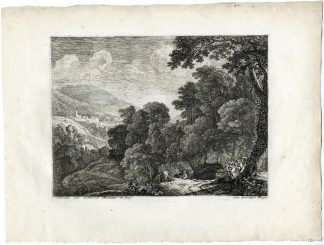 Antique Master Print-FLIGHT-INTO-EGYPT-THE-CAVE-LANDSCAPE-Swanevelt-17th century