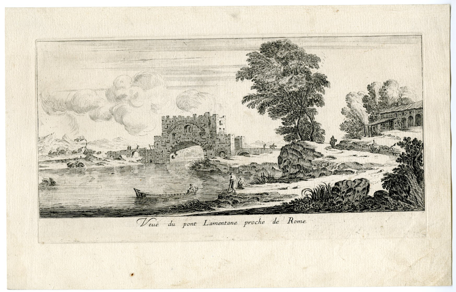, Antique Master Print-VIEW-PONT-BRIDGE-LAMENTANE-ROME-Silvestre-1670, Pictura Antique Prints