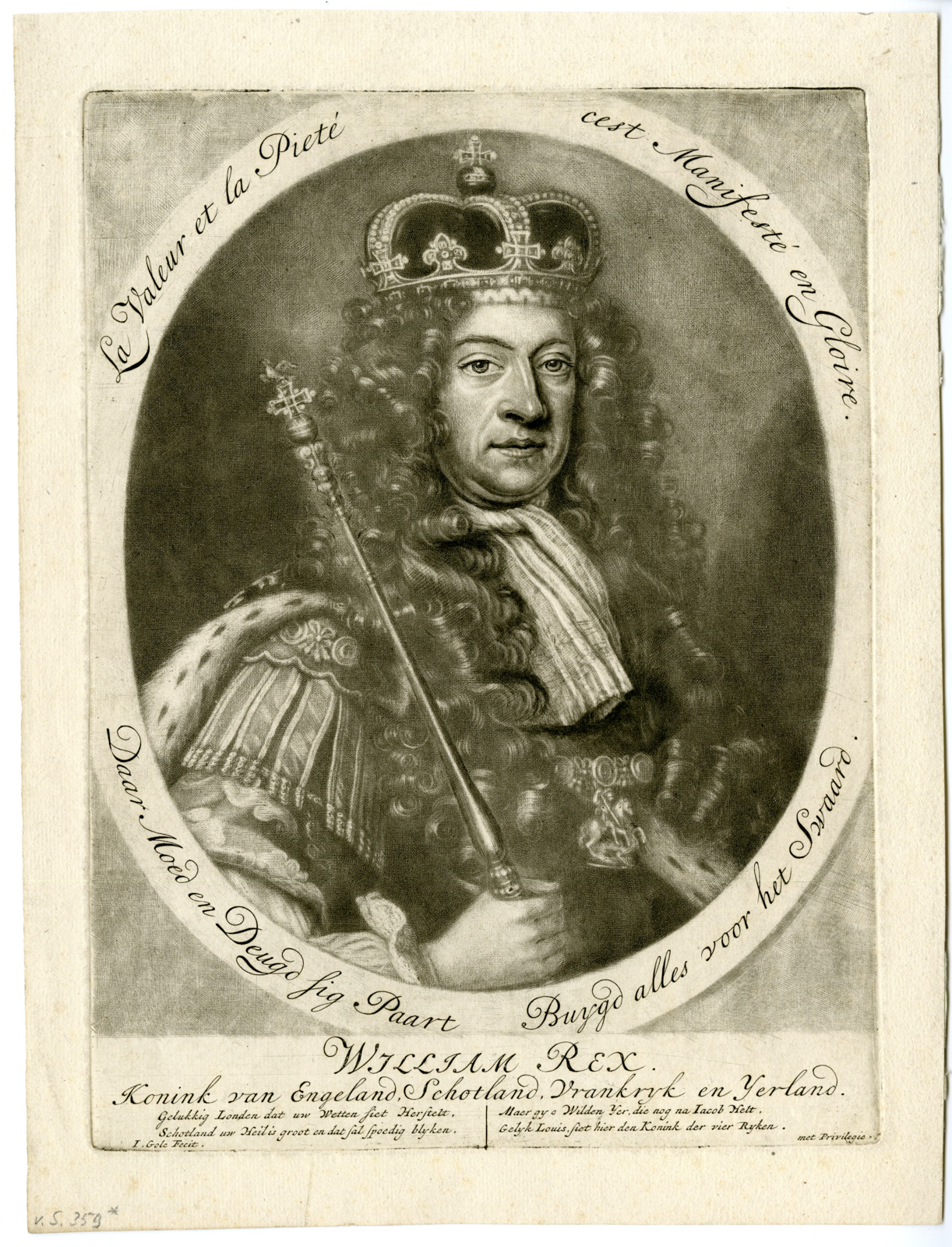 , Antique Master Print-WILLIAM II-KING OF ENGLAND-GEORGE I-Gole-1687-1724, Pictura Antique Prints