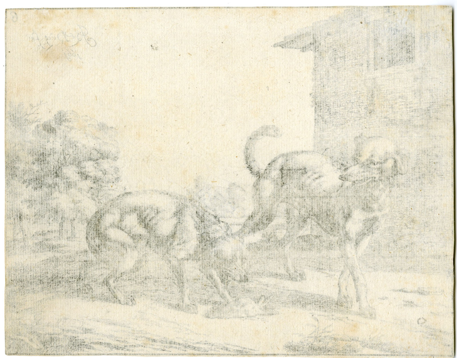, Antique Master Print-JEALOUS DOGS-ETCHING-LES-CHIENS-Le Ducq-1661, Pictura Antique Prints