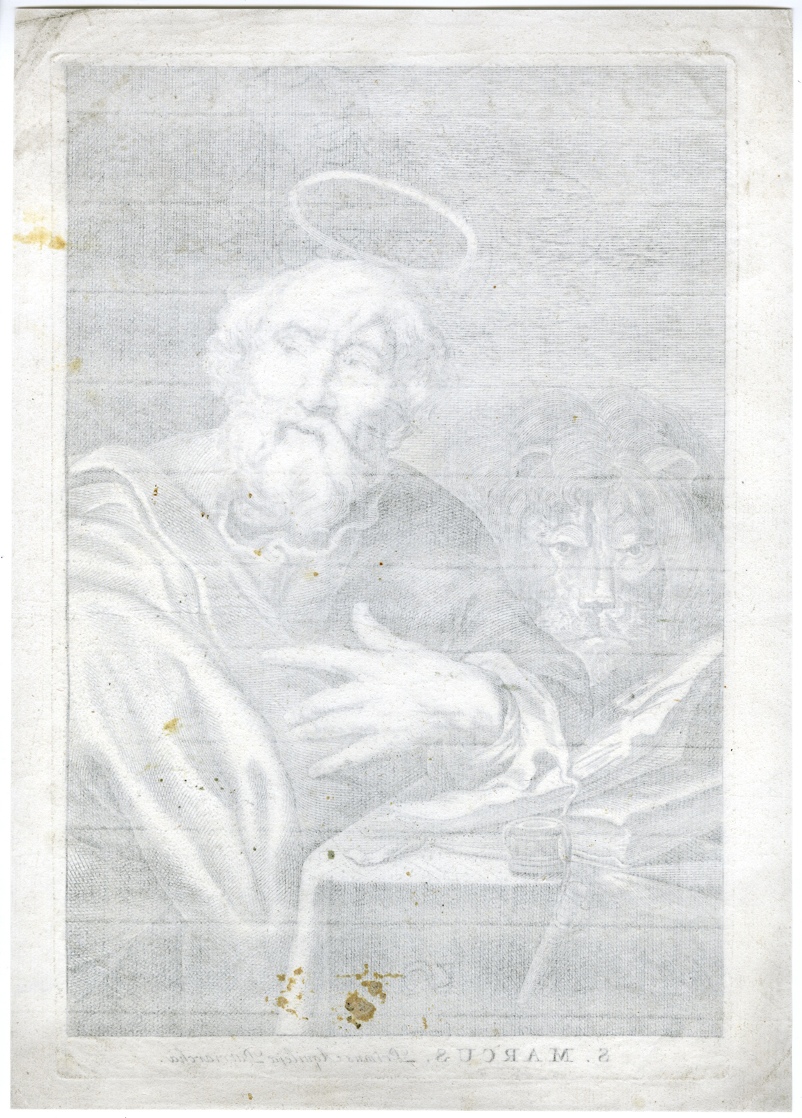 , Antique Master Print-ST-MARC-EVANGELIST-Visscher-de Wit-17th c., Pictura Antique Prints