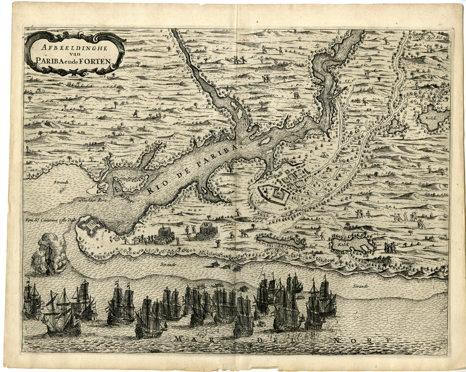 , Antique Print-RIO-PARAIBA-FORTS-JAN-LICHTHART-WIC-Commelin-1652, Pictura Antique Prints