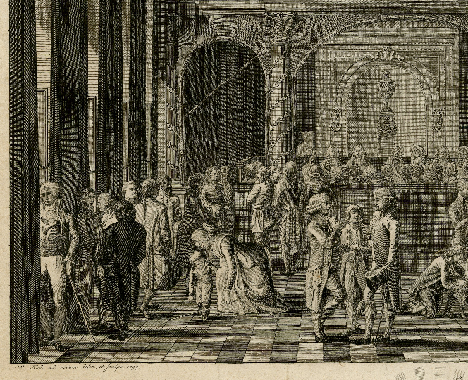 , Antique Master Print-ALDERMAN’S HALL-CITYHALL-AMSTERDAM-Kok-1793, Pictura Antique Prints