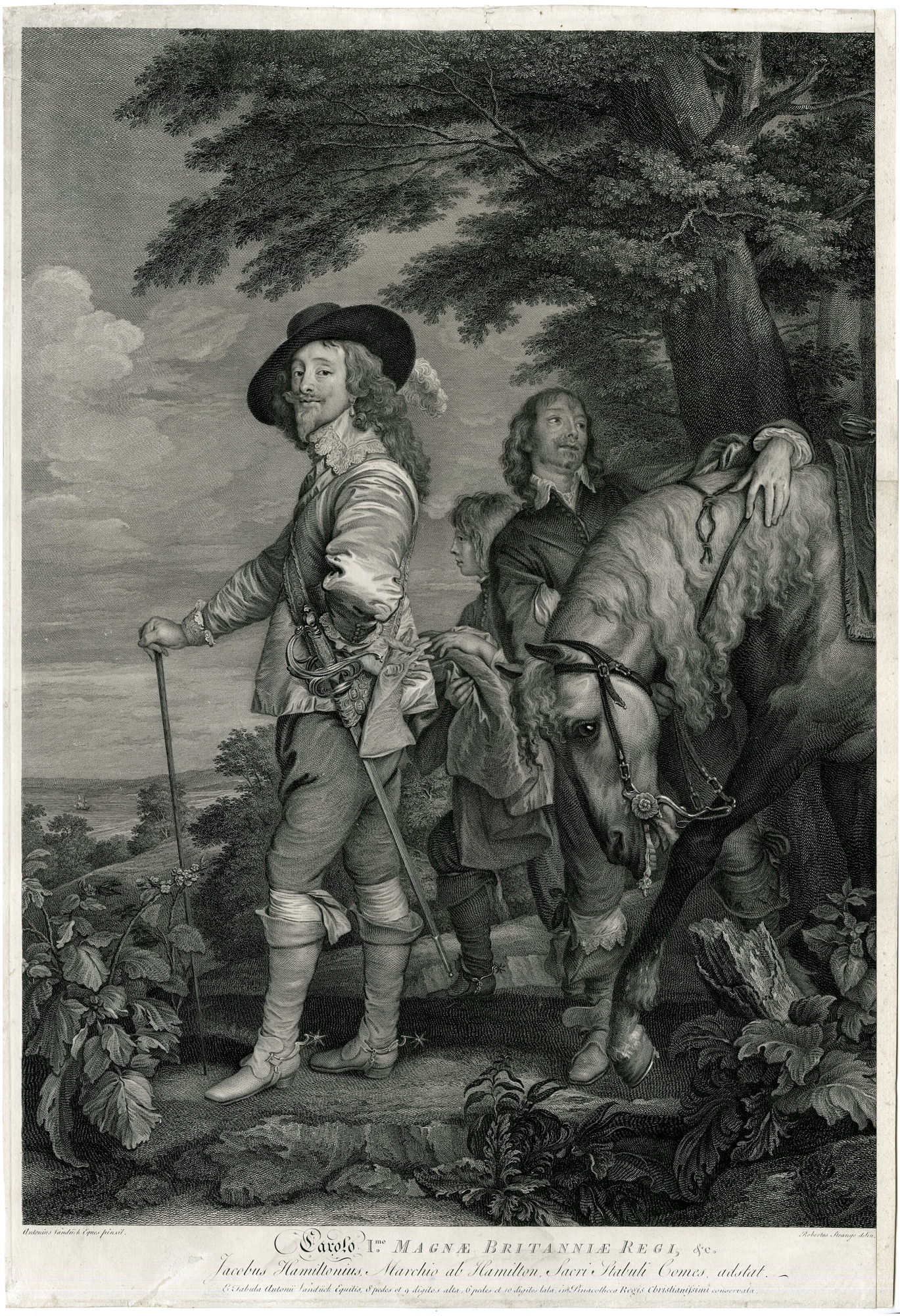 , Antique Master Print-CHARLES-I-DUKE-OF-HAMILTON-Strange-Van Dyck-1782, Pictura Antique Prints