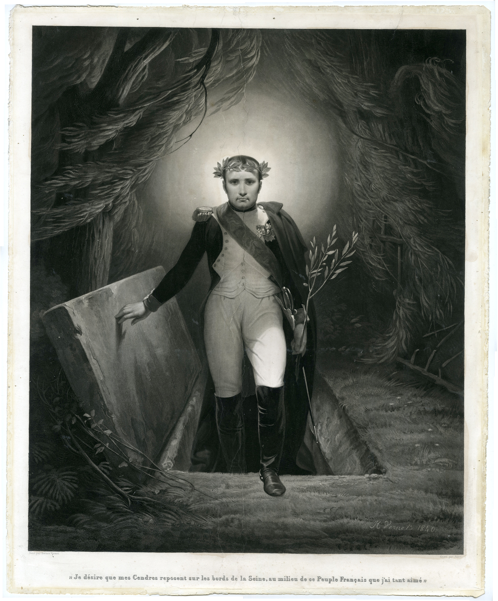 , Rare-Antique Master Print-NAPOLEON-EMERGING-FROM-TOMB-Jazet-Vernet-1840, Pictura Antique Prints