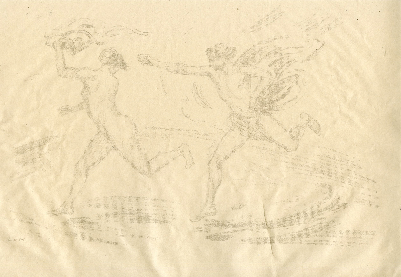 , 4-Antique Master Prints-LITHOGRAPHS-DANCING-FIGURES-NUDES-Hofmann-c.1905, Pictura Antique Prints