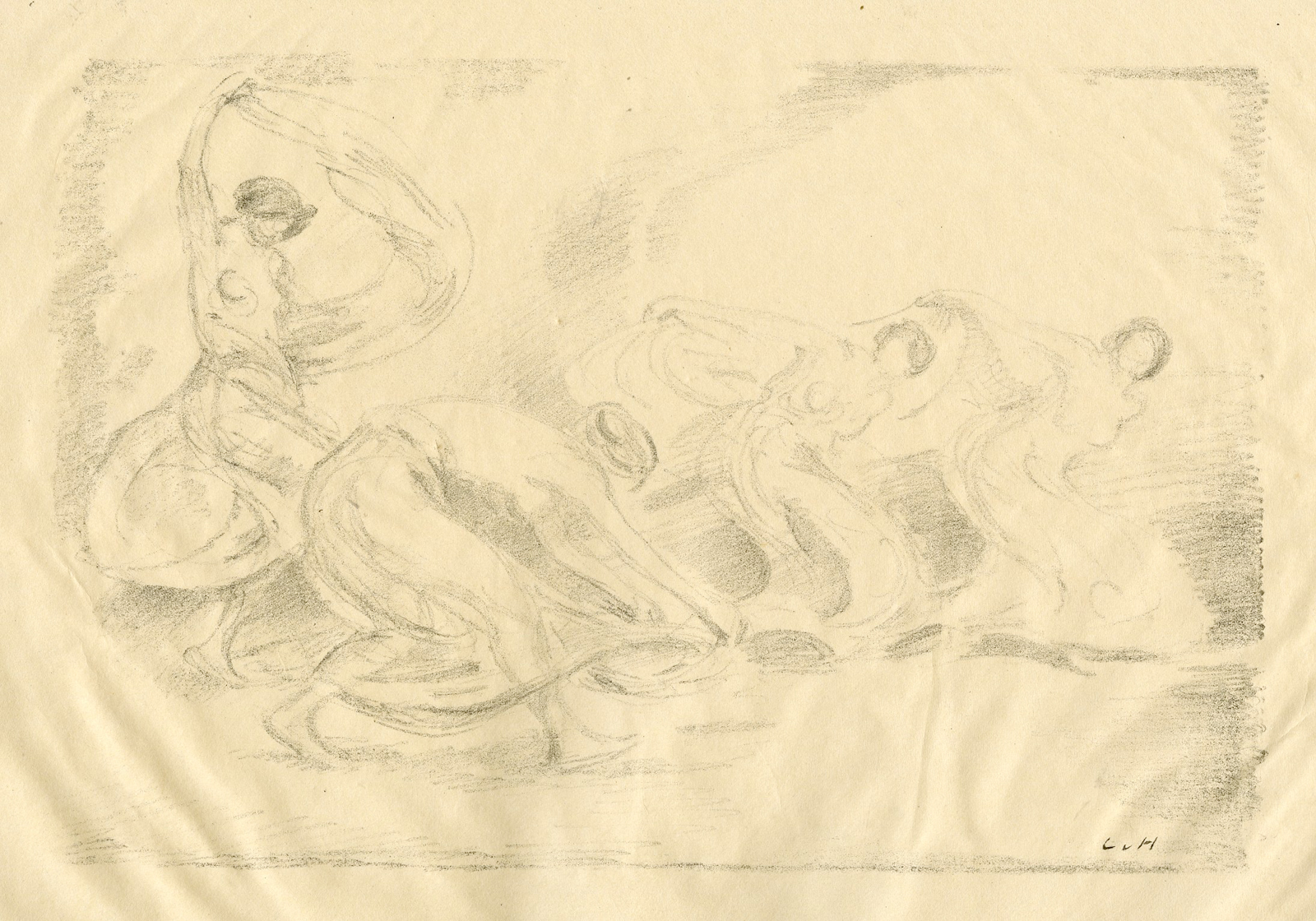 , 4-Antique Master Prints-LITHOGRAPHS-DANCING-FIGURES-NUDES-Hofmann-c.1905, Pictura Antique Prints