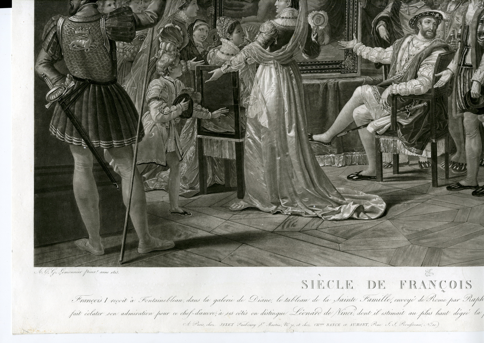 Pco 4899 416x295 Rare-Antique Master Print-FRANCOIS-I-HOLY-FAMILY-RAPHAEL-DA VINCI-Jazet-1813 - Image 2
