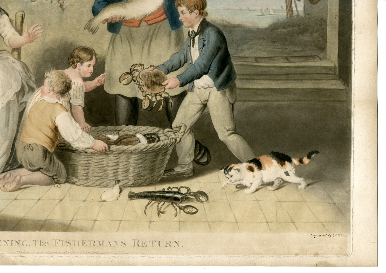 , 2 Antique Master Prints-FISHERMANS-DEPARTURE-AND-RETURN-Ward-Corbould-1794, Pictura Antique Prints
