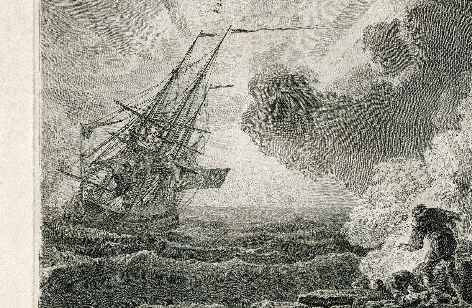 , Antique Master Print-COASTAL-VIEW-DESPAIR-SHIPWRECK-Poly-Vernet-c. 1770, Pictura Antique Prints