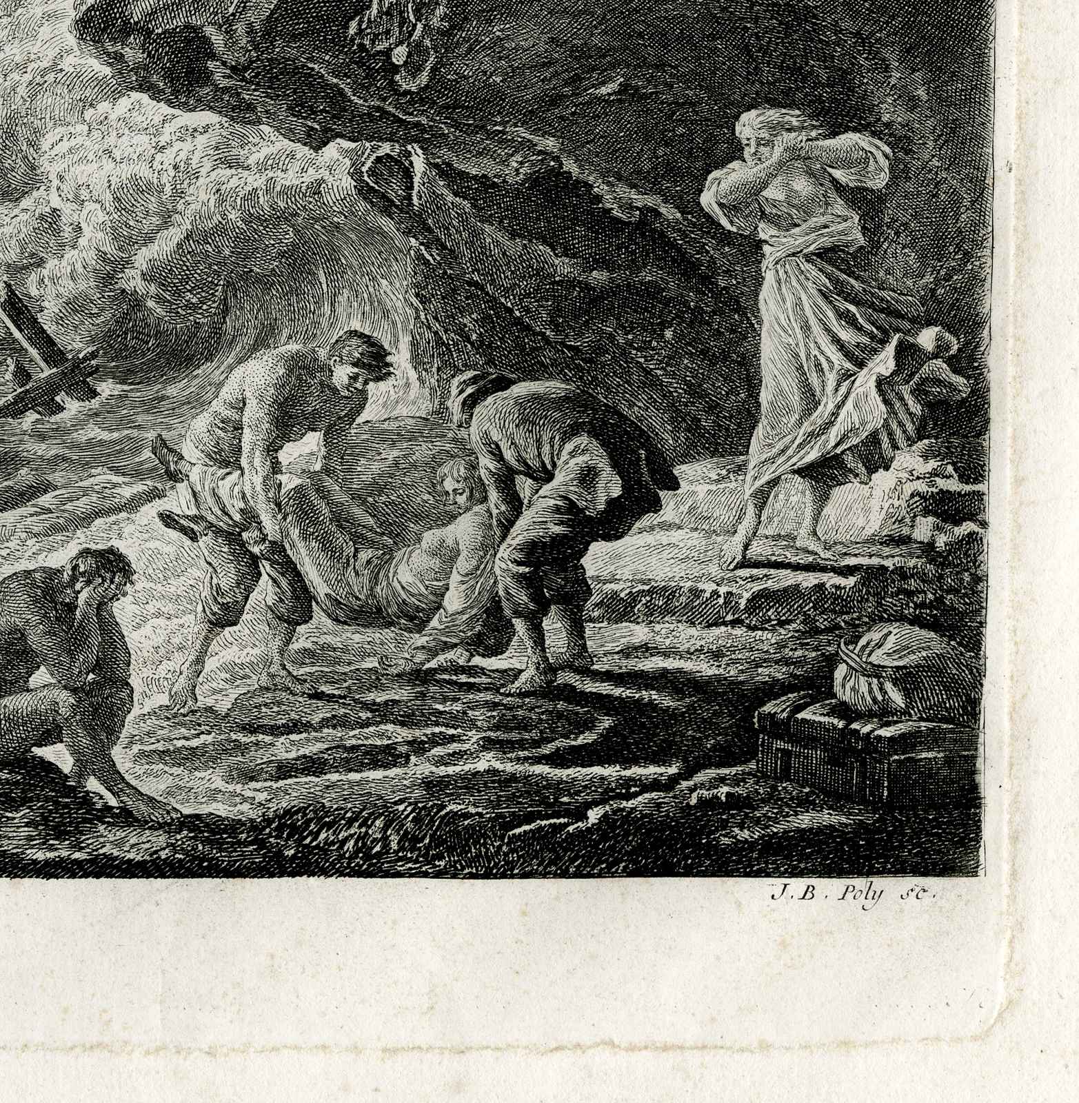 , Antique Master Print-COASTAL-VIEW-DESPAIR-SHIPWRECK-Poly-Vernet-c. 1770, Pictura Antique Prints