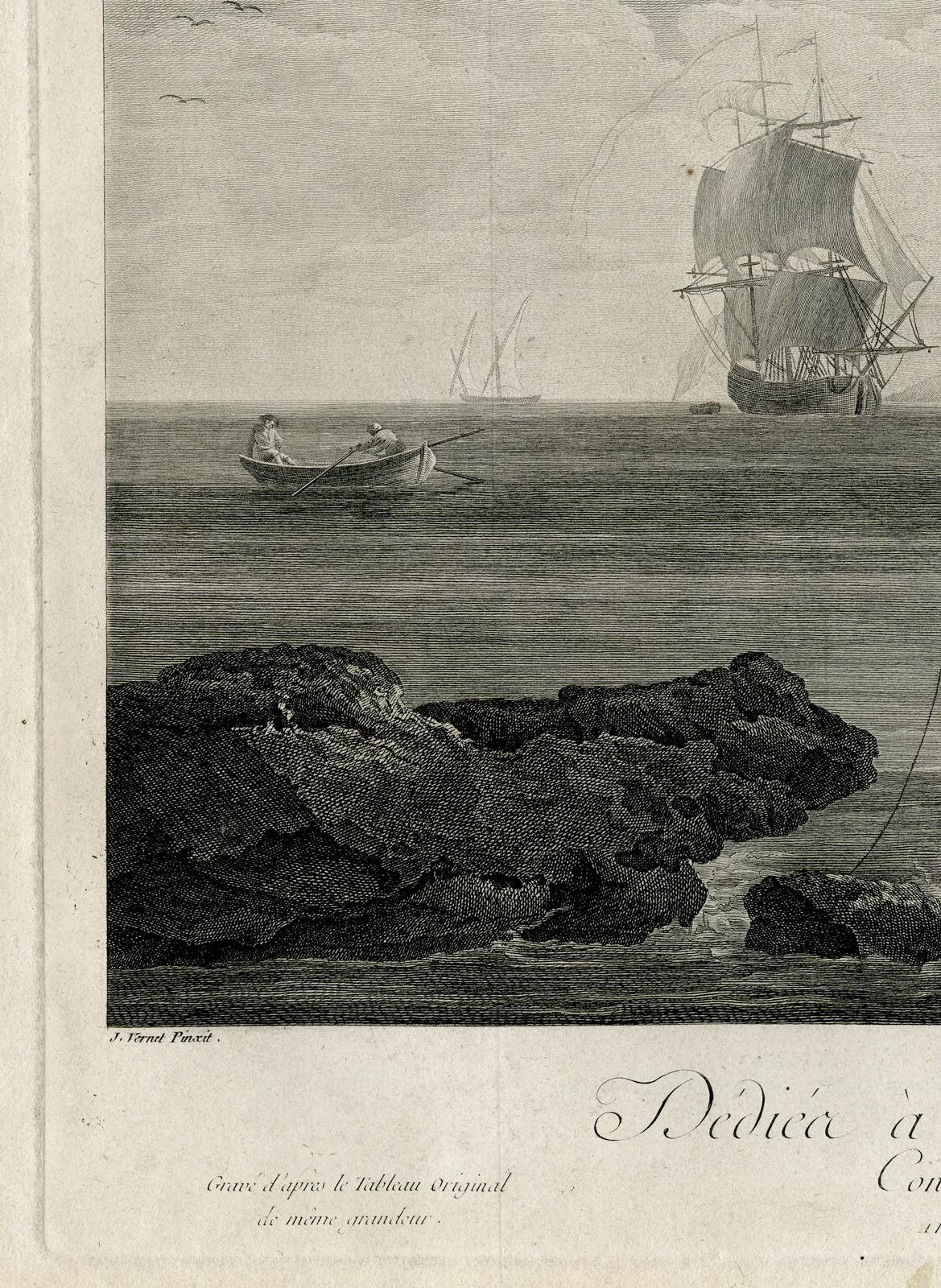 , Antique Master Print-COASTAL-VIEW-LOVERS-FISHERS-Le Veau-Vernet-c. 1770, Pictura Antique Prints