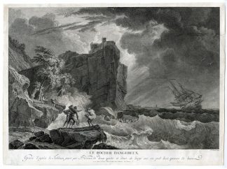 Antique Master Print-DANGEROUS-ROCKS-COASTAL-STORM-Tardieu-Vernet-c. 1790