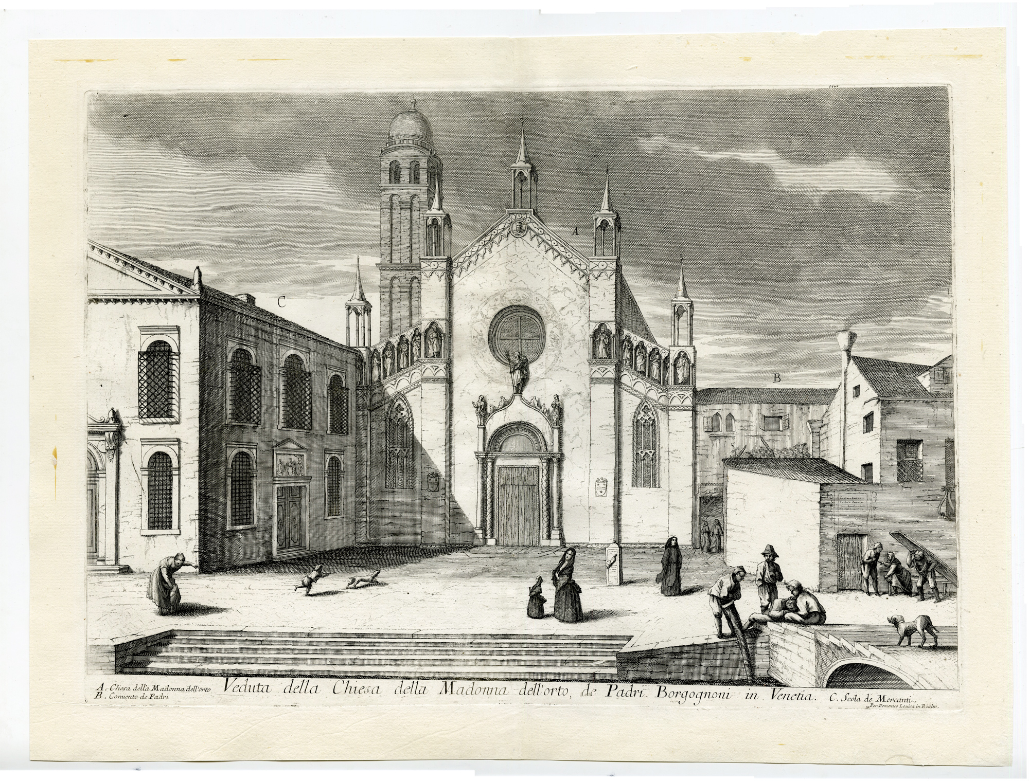 , Antique Master Print-VEDUTA-MADONNA-DELL-ORTO-VENICE-Zucchi-Valeriani-1720, Pictura Antique Prints