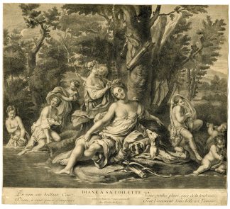 Antique Master Print-DIANA-TOILETTE-NYMPHS-Sornique-Correggio-c.1750