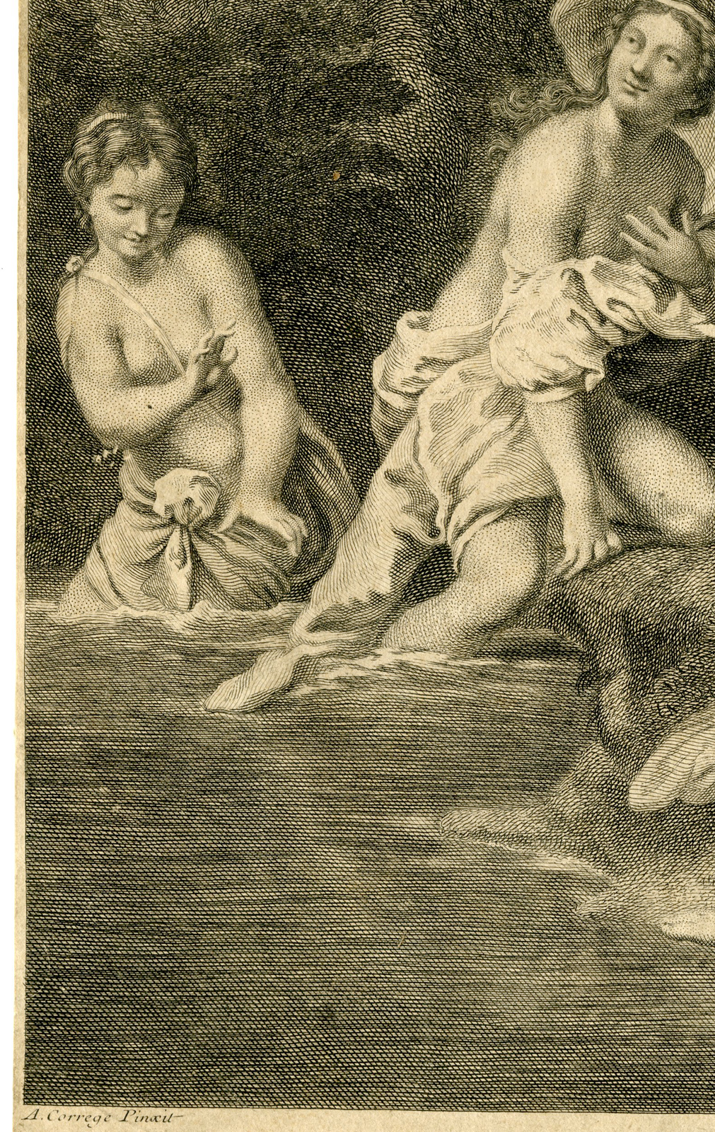 , Antique Master Print-DIANA-TOILETTE-NYMPHS-Sornique-Correggio-c.1750, Pictura Antique Prints