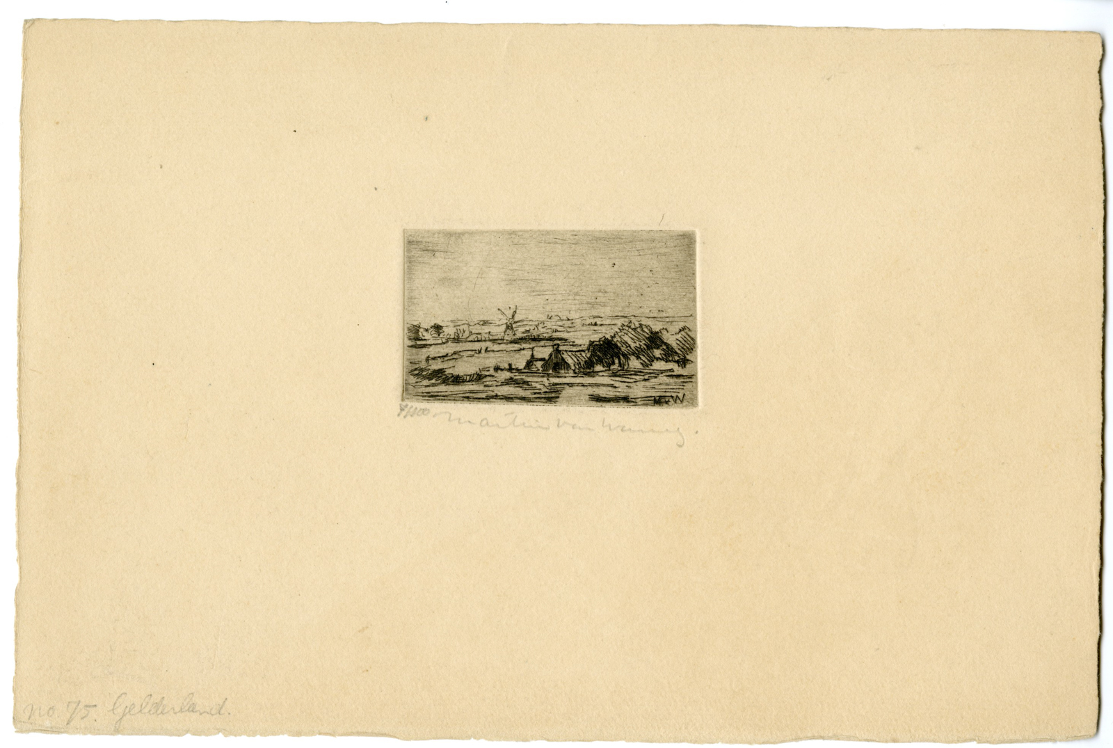 , Antique Master Print-GELDERLAND-LANDSCAPE-ETCHING-van Waning-20th.c., Pictura Antique Prints