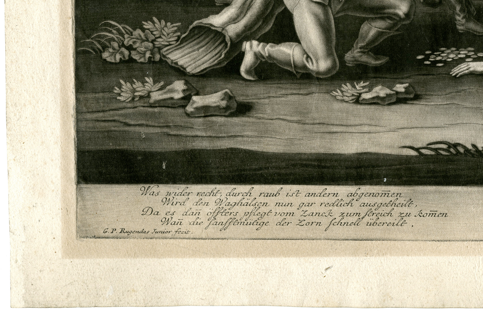 , Rare-Antique Master Print-RESTING SOLDIERS-HORSES-COIN GAME-Rugendas-c.1720, Pictura Antique Prints