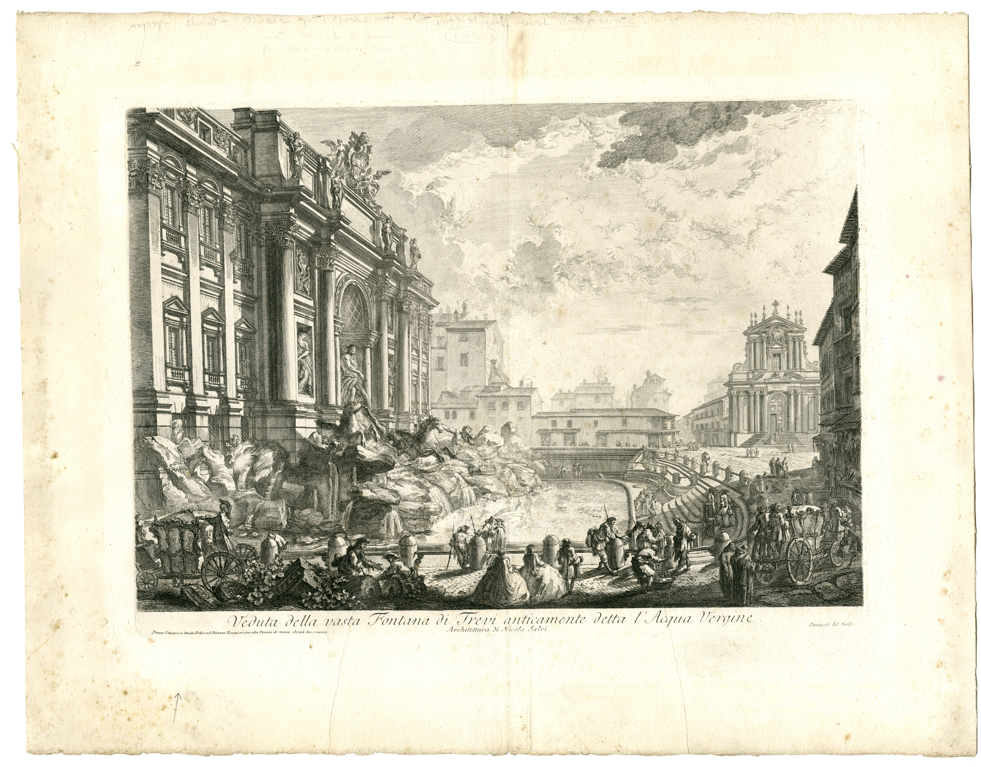 , Antique Master Print-TREVI-FOUNTAIN-ETCHING-Piranesi-1746-1748, Pictura Antique Prints