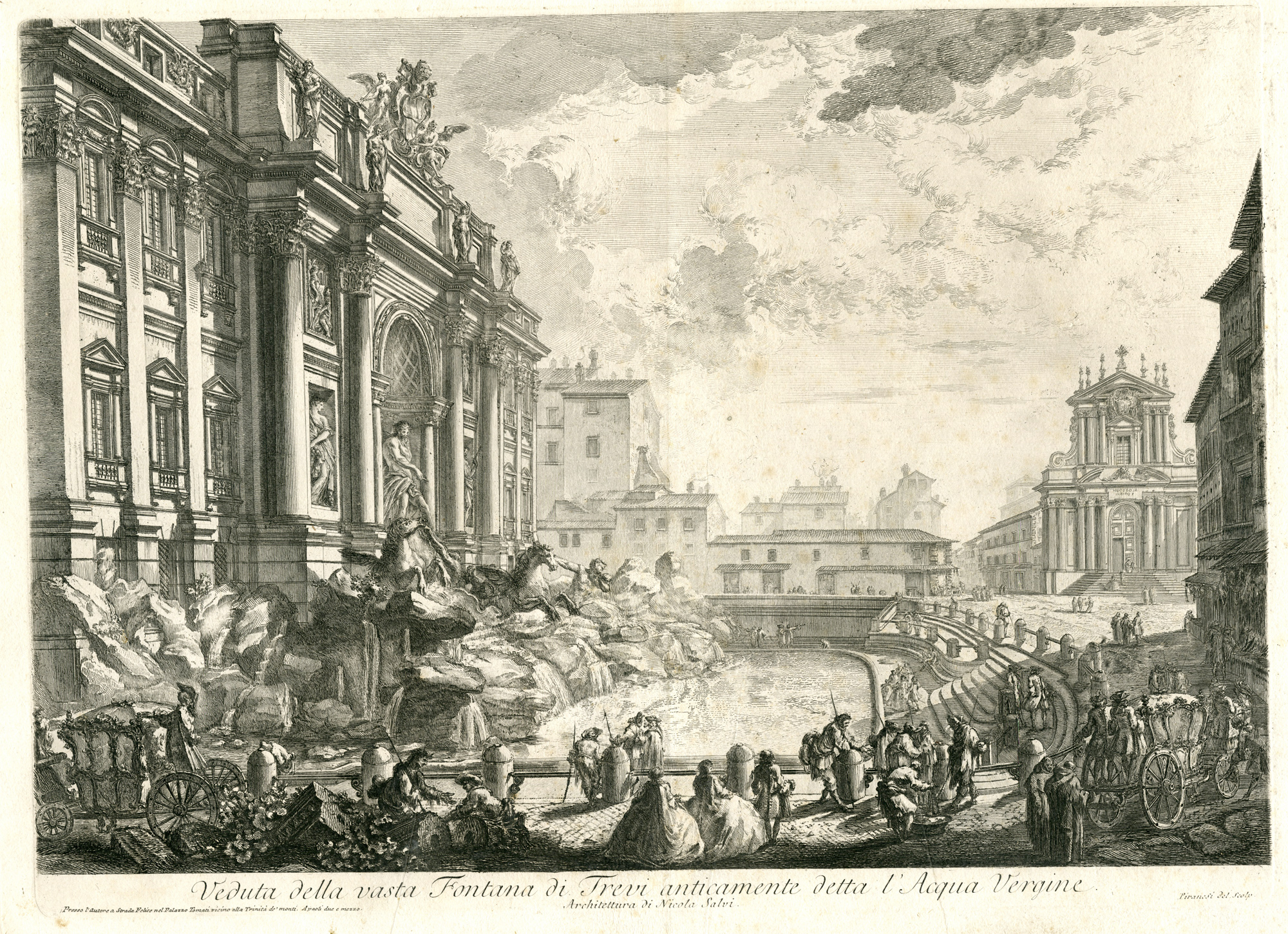 , Antique Master Print-TREVI-FOUNTAIN-ETCHING-Piranesi-1746-1748, Pictura Antique Prints