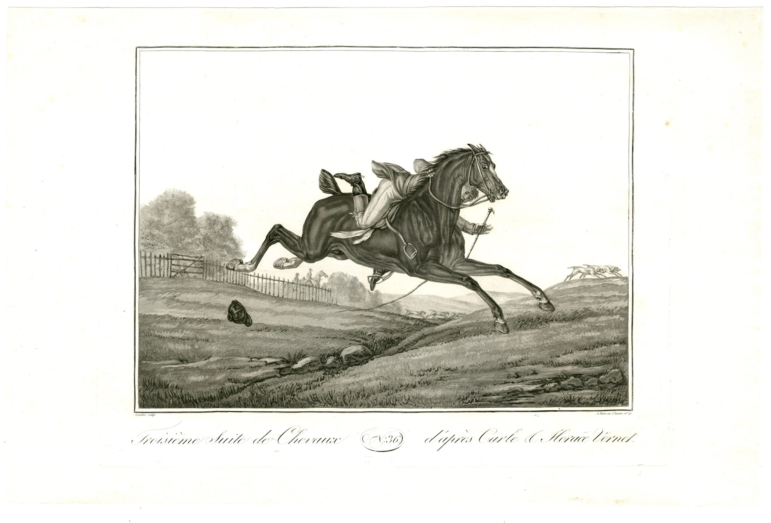 , Antique Master Print-HORSE-ENGRAVING-Levachez-Vernet-c.1800, Pictura Antique Prints