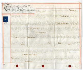 Antique Drawing-VELLUM-INDENTURE-WAX-SEALS-WHITMORE-MANUSCRIPT-Anonymous-1863