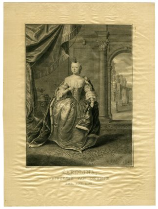 Antique Master Print-CAROLINA-PRINCESS-ORANGE-NASSAU-Tanje-De la Croix-1755
