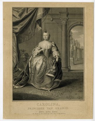 Antique Master Print-CAROLINA-PRINCESS-ORANGE-NASSAU-Tanje-De la Croix-1755