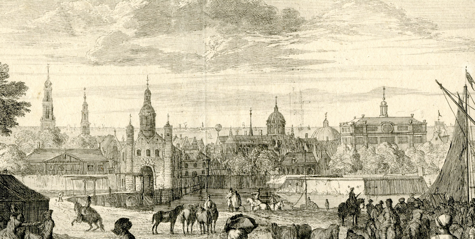 , Antique Master Print-HORSE-MARKET-GENRE-FAIR-Huchtenburg-ca. 1690, Pictura Antique Prints